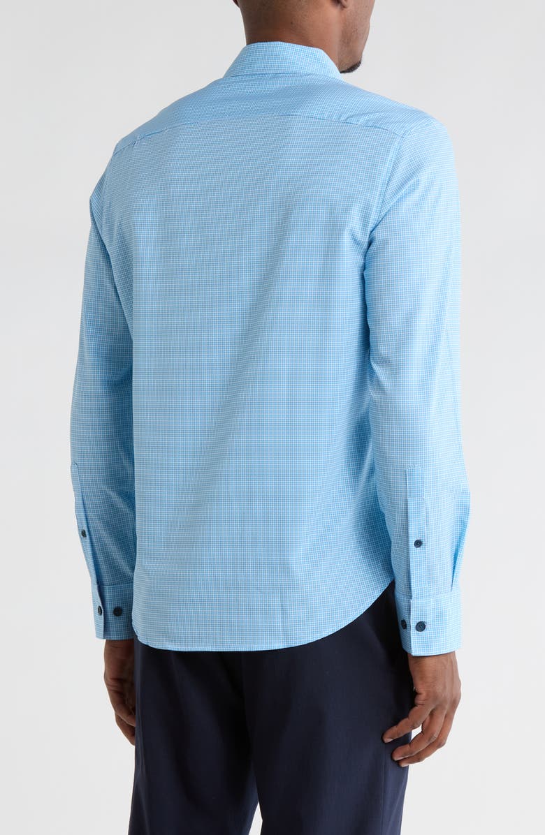 CONSTRUCT Micro Square Stretch Dress Shirt, Alternate, color, Navy/ Green