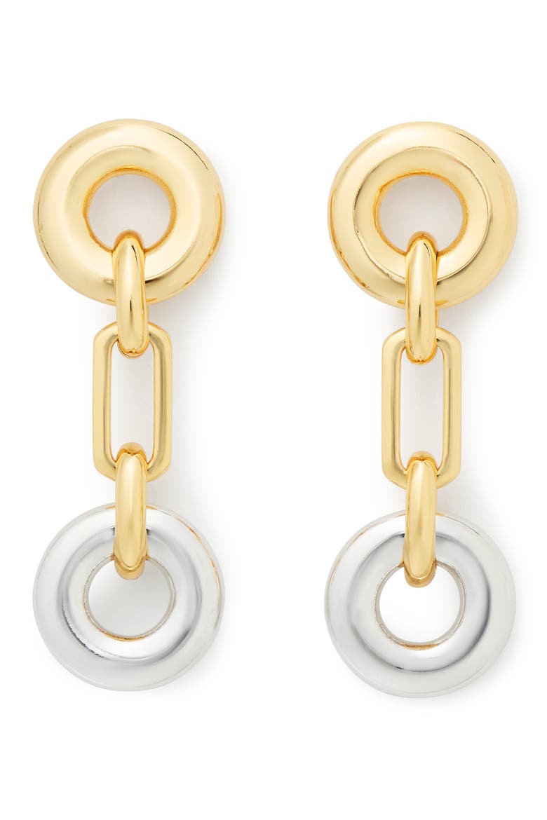mixed metallic linear drop earrings, Main, color, SILVER GOLD