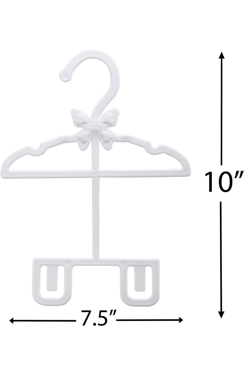 Dress Along Dolly Doll White Full-Outfit Clothes Hangers for 18" Dolls - 24pk - Compatible w American Girl- Unique Design Holds Your Top & Bottom at Once, Alternate, color, White