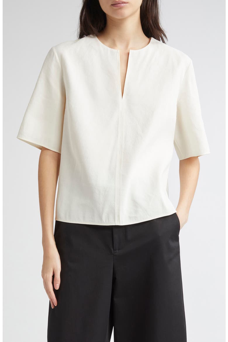 Notch Neck Boxy Top, Main, color, BONE