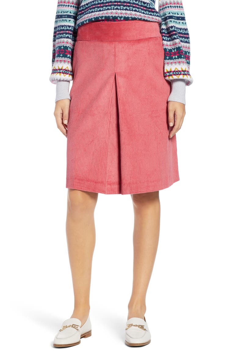 Corduroy Knee Length Skirt, Main, color, RED SLATE