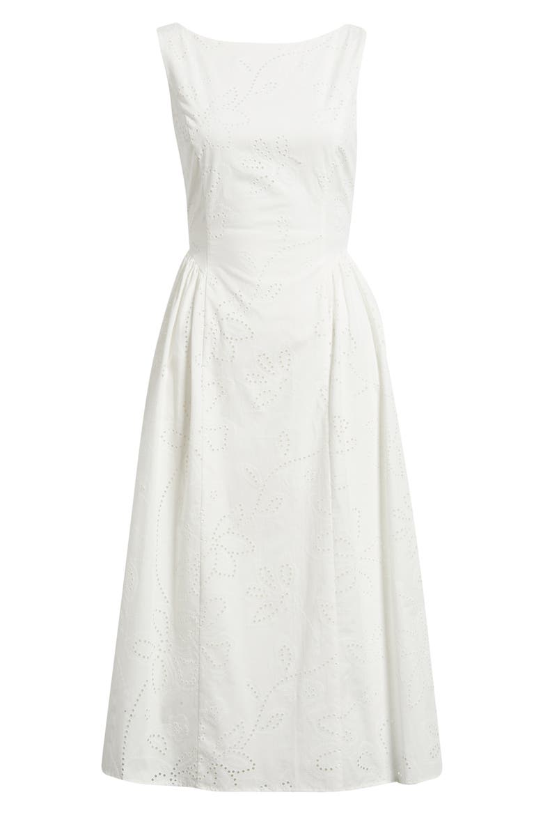 Eyelet Sleeveless Fit & Flare Midi Dress, Alternate, color, WHITE