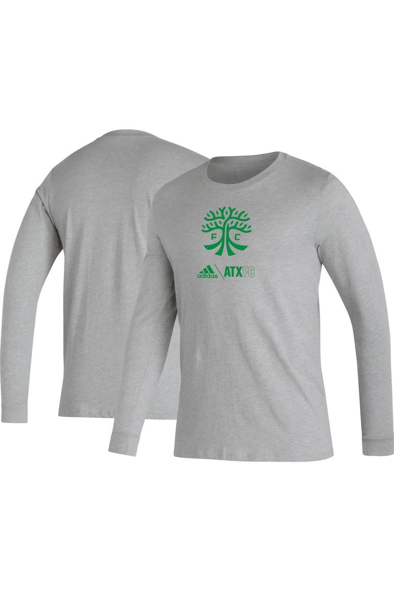 Men's adidas Heather Gray Austin FC Icon AEROREADY Long Sleeve T-Shirt, Main, color, Heather Gray