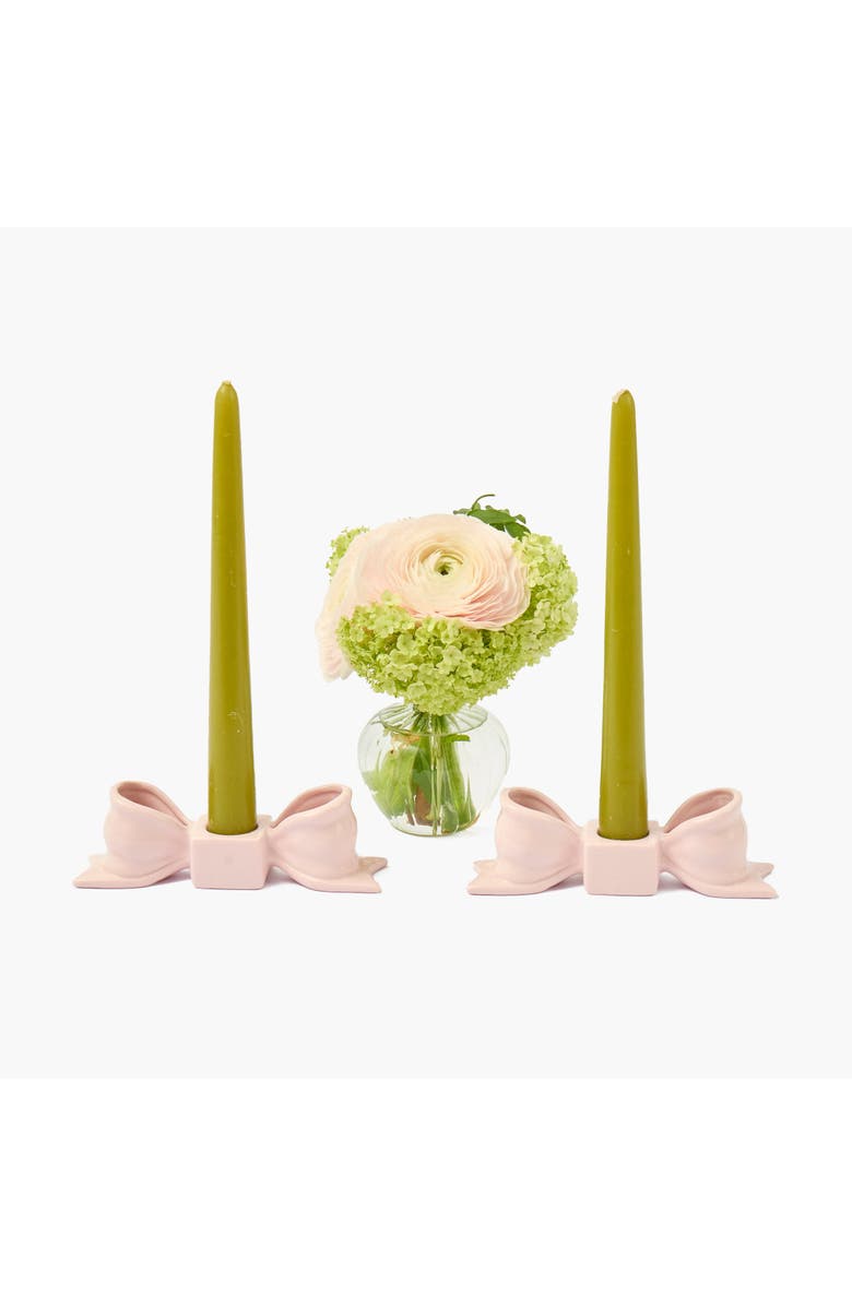 Mrs. Alice Petal Pink Ceramic Bow Candle Holders, Main, color, Pink