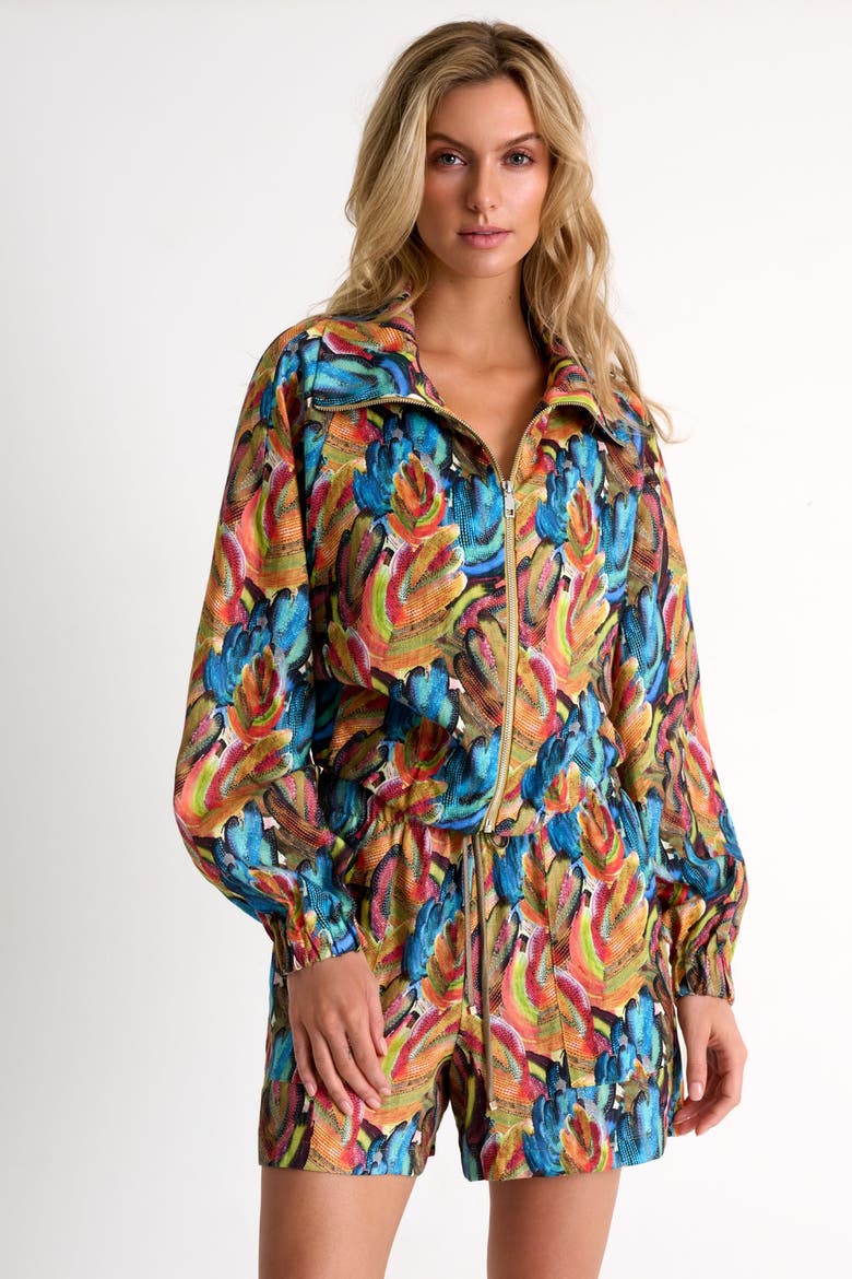 Linen Puffer Jacket, Main, color, Print