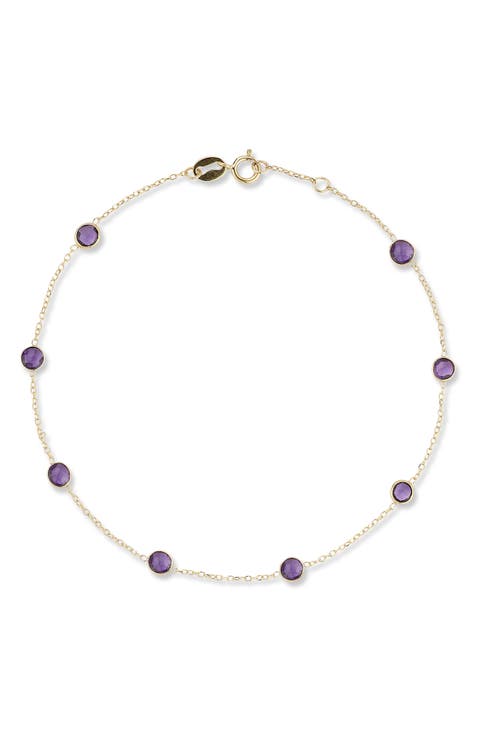 14K Gold Station Anklet