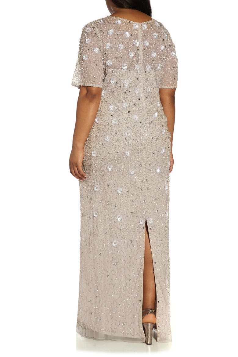 3D Floral Beaded Evening Gown, Alternate, color, MARBLE