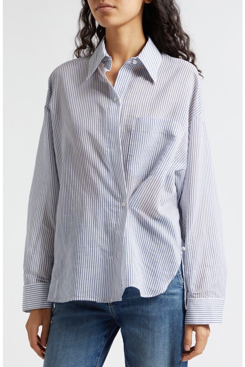 New Earl Stripe Cotton & Silk Button-Up Shirt, Alternate, color, MIDNIGHT MULTI