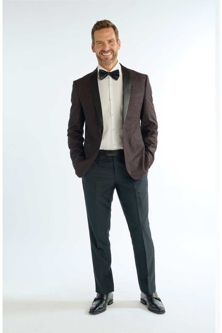 Paisley Jacquard Evening Jacket, Alternate, color, BURGUNDY