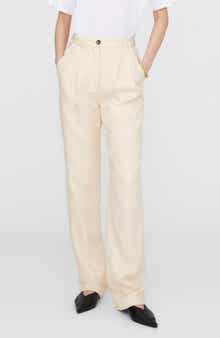 Jay High Waist Pleated Wide Leg Linen Trousers