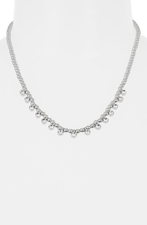 Shop Nordstrom Rack Ball Chain Bezel Drop Necklace In Clear- Silver