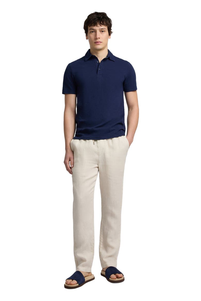 Stretch Linen Jersey Short Sleeve Polo, Main, color, Midnight