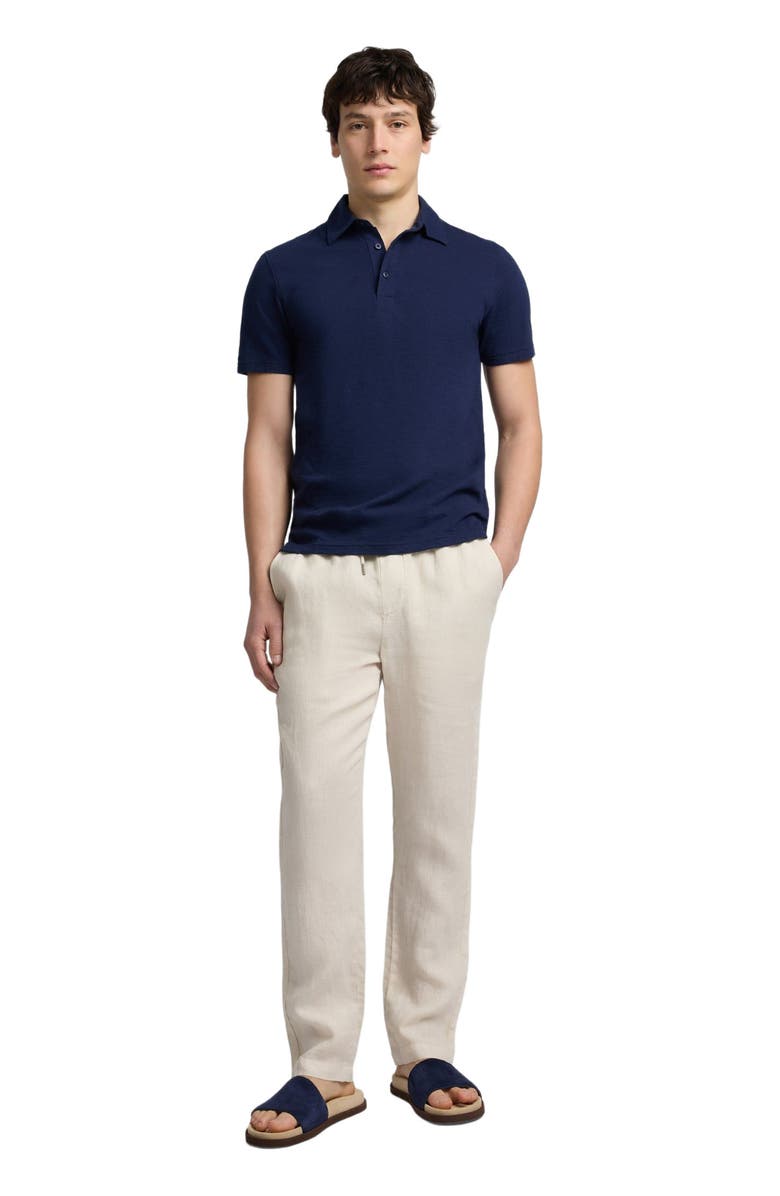 Onia Stretch Linen Jersey Short Sleeve Polo, Main, color, Midnight