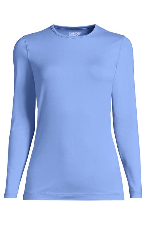 Lands' End Plus Size Baselayer Cozy Thermaskin Crewneck Top In Blue