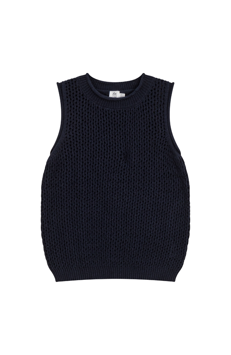 Mr. Mr. Boy Crochet Knit Sleeveless Vest, Main, color, Dark Navy