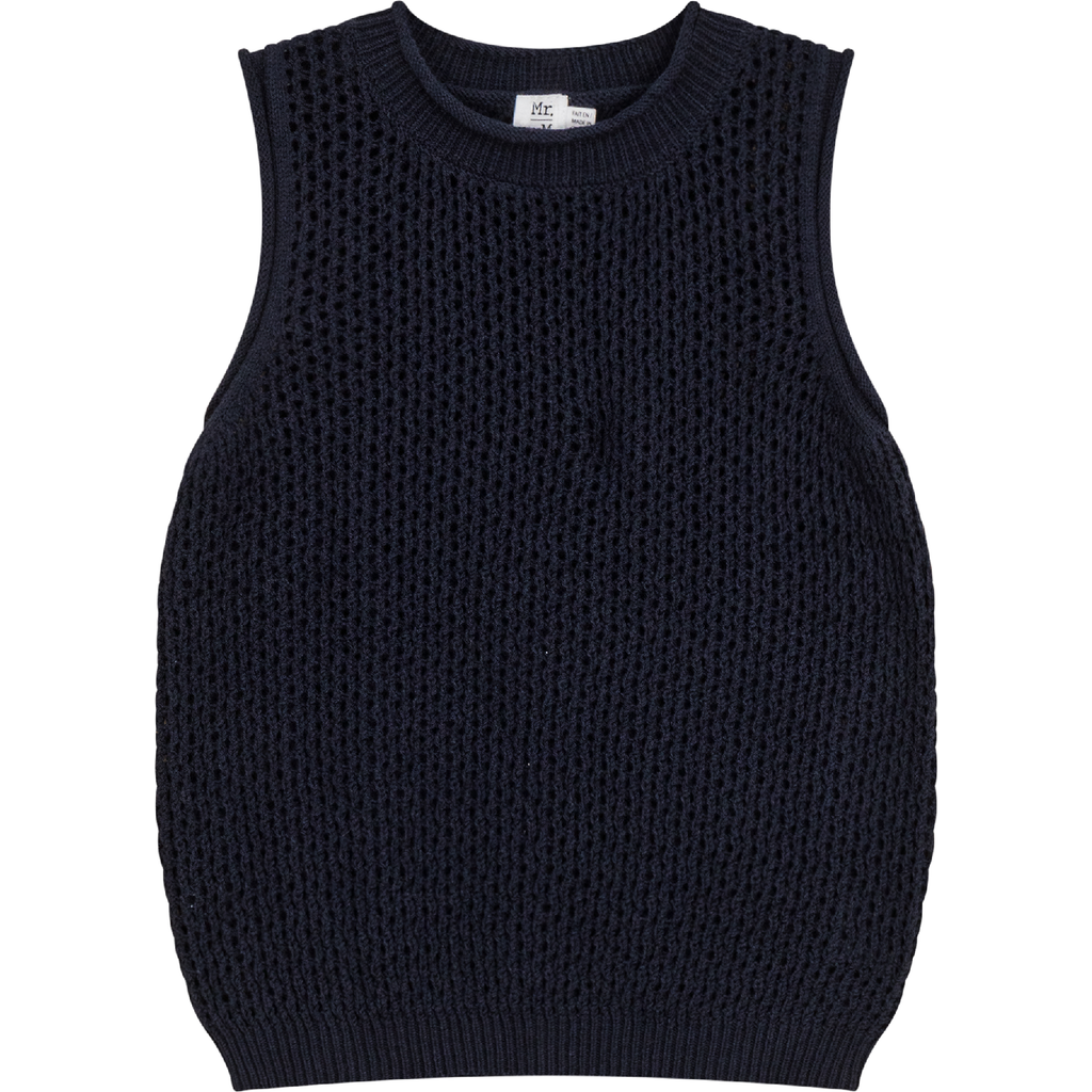 Mr. Mr. Boy Crochet Knit Sleeveless Vest in Dark Navy at Nordstrom, Size 8