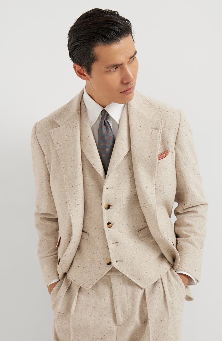 Brunello Cucinelli Diagonal twill unconstructed blazer, Alternate, color, Buff