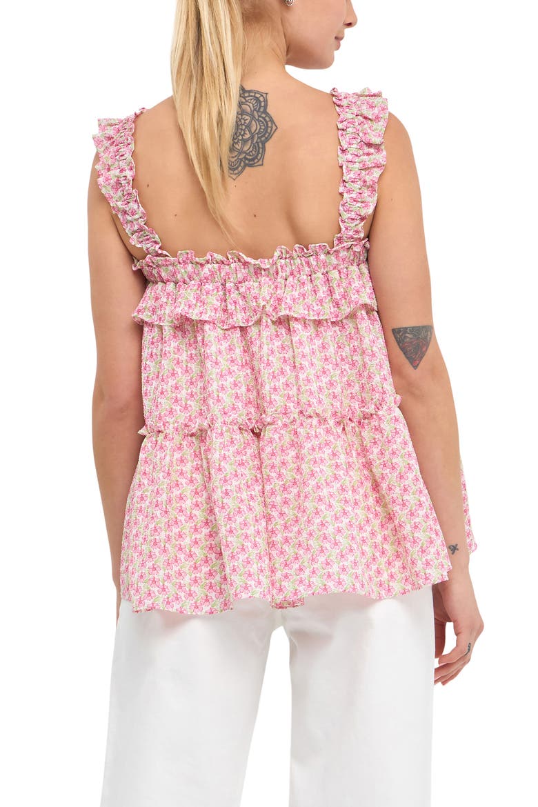 Floral Ruffle Flounce Tank, Alternate, color, PINK