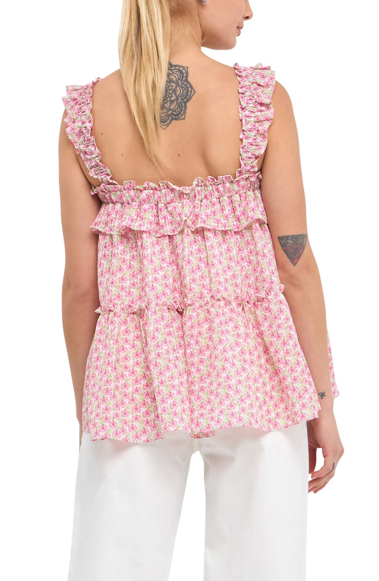 Free the Roses Floral Ruffle Flounce Tank, Alternate, color, Pink