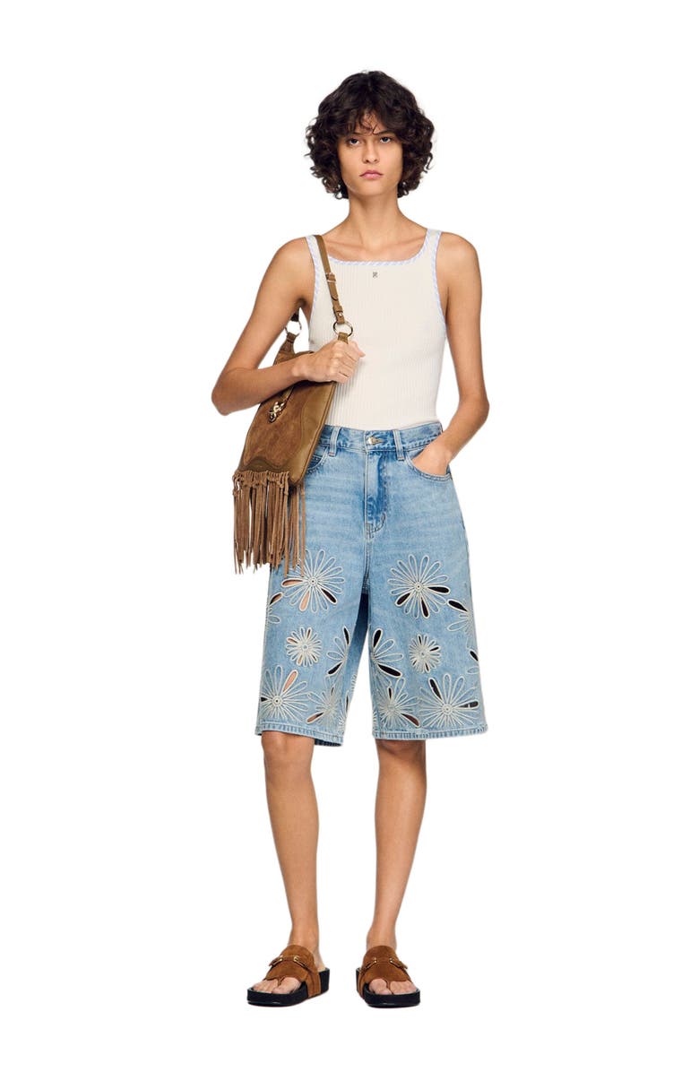 SANDRO Ribbed vest top, Alternate, color, Ecru