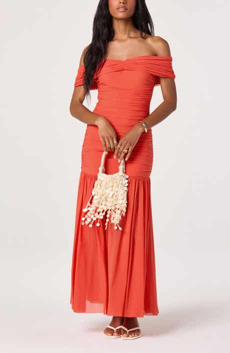 Andreanna Off the Shoulder Mesh Maxi Dress