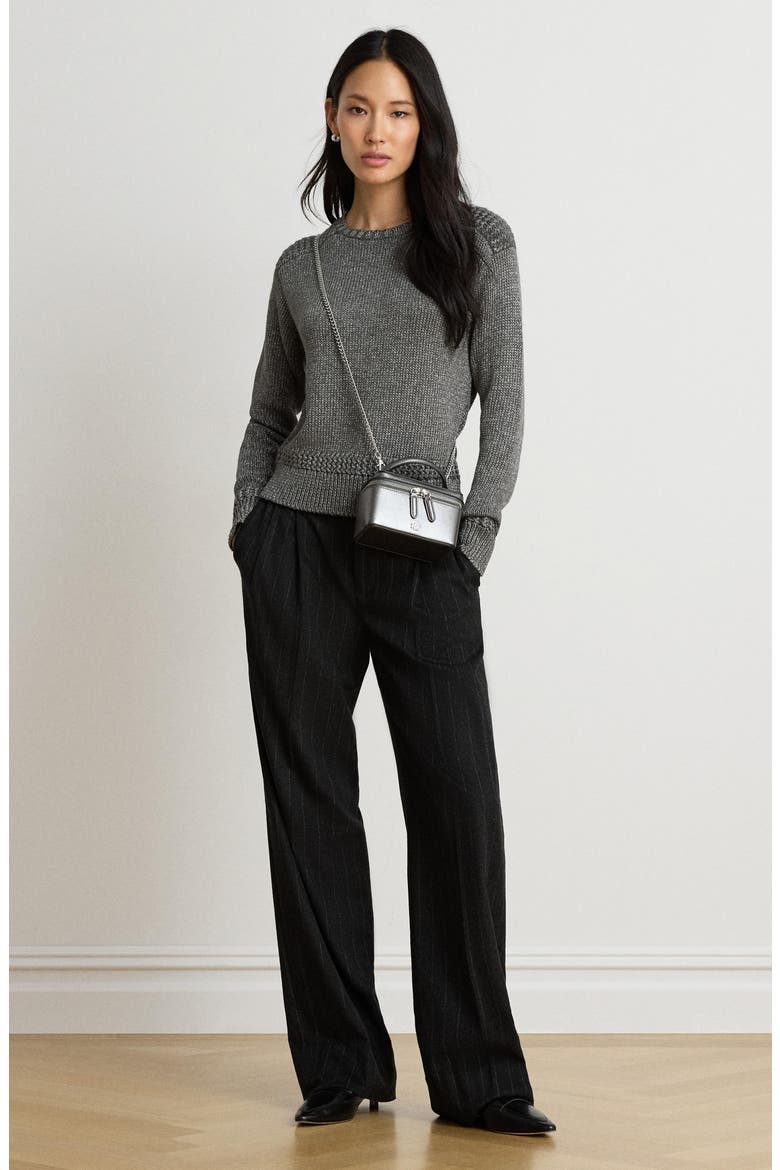 Metallic Cotton Blend Sweater, Alternate, color, PEWTER METAL GREY