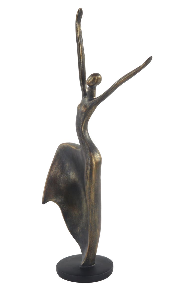 Brasstone Polystone Traditional Dancer Sculpture, Main, color, BRASS
