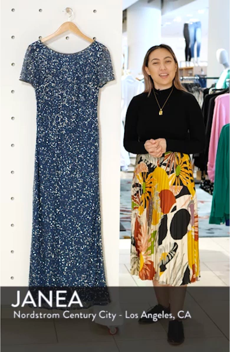 Short Sleeve Beaded Evening Dress, sales video thumbnail