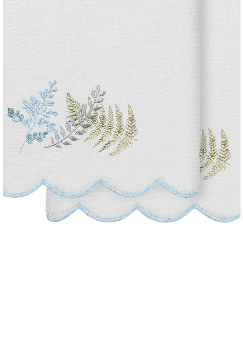 Fern Toss Scallop Pack of 2 Bath Towels, Alternate, color, WHITE/ BLUE