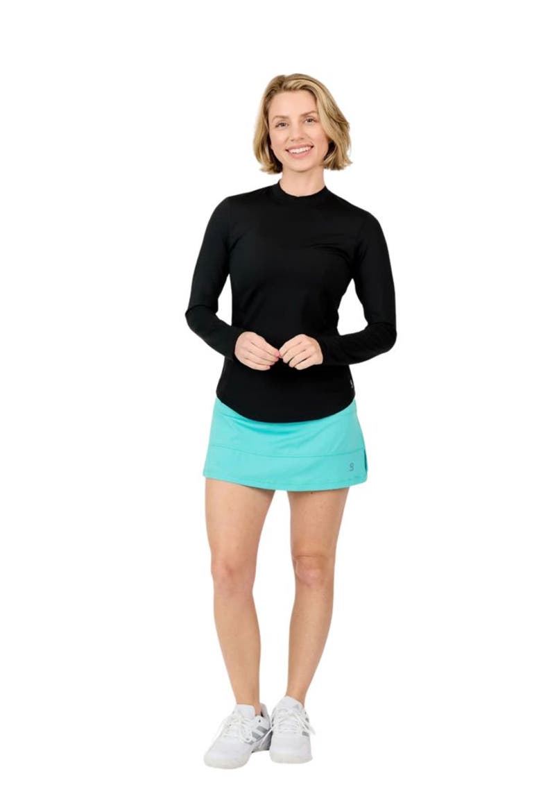 UV Colors Staples Womens Long Sleeve Tennis Shirt, Alternate, color, Black