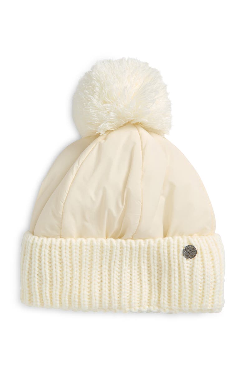 Zella Mixed Media Beanie, Main, color, Ivory Egret