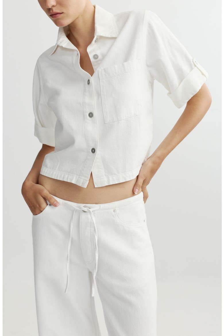 Montauk Cuff Sleeve Crop Shirt, Alternate, color, WHITE AURA