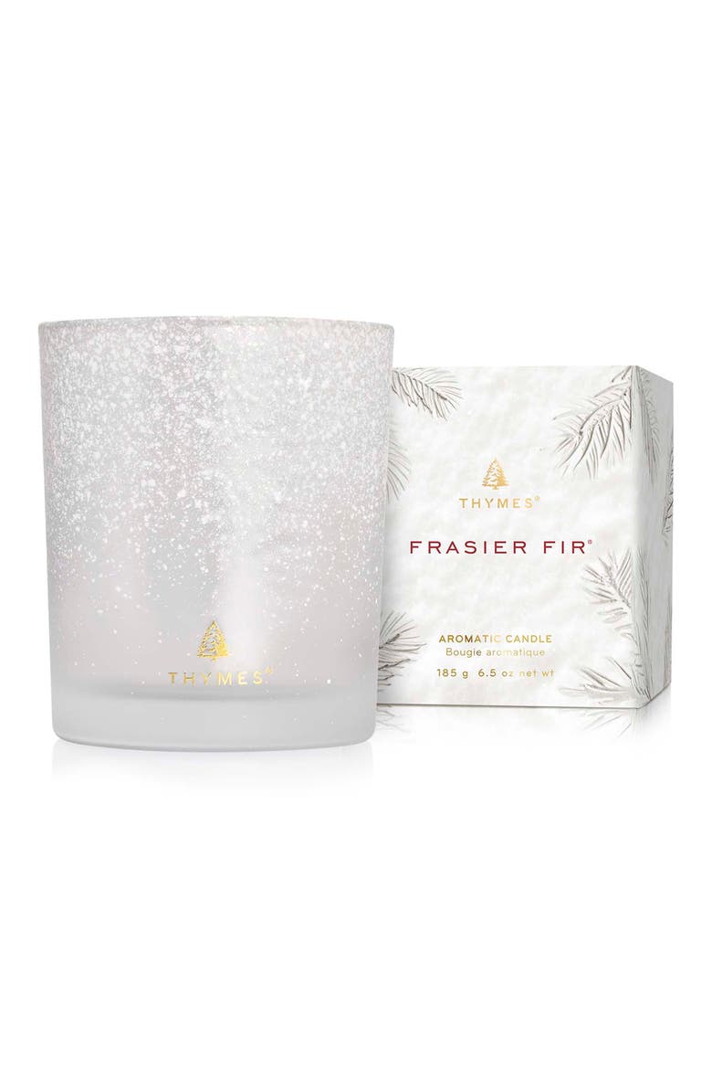 Frasier Fir Flocked Medium Jar Candle, Main, color, SILVER