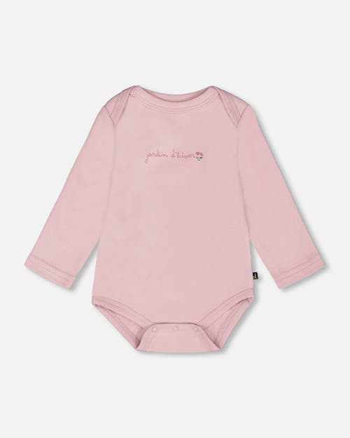 Deux Par Deux Organic Cotton Long Sleeve Romper In Pink