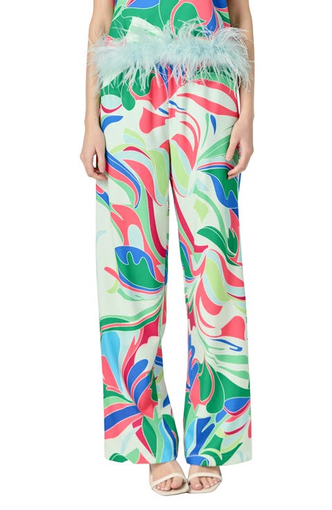 Abstract Print Wide Leg Pants