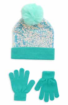 Kids' Pailettes Beanie & Gloves Set
