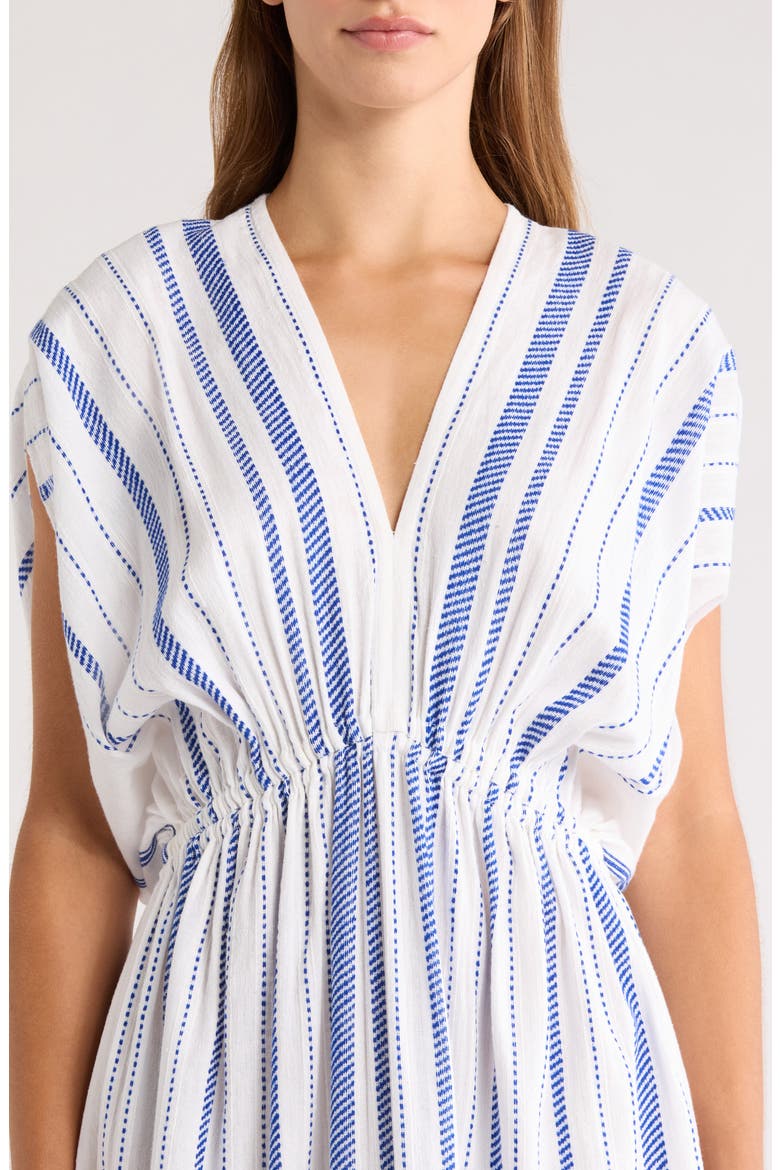Leila Embroidered Cotton Blend Cover-Up Sundress, Alternate, color, TIKI AZURE