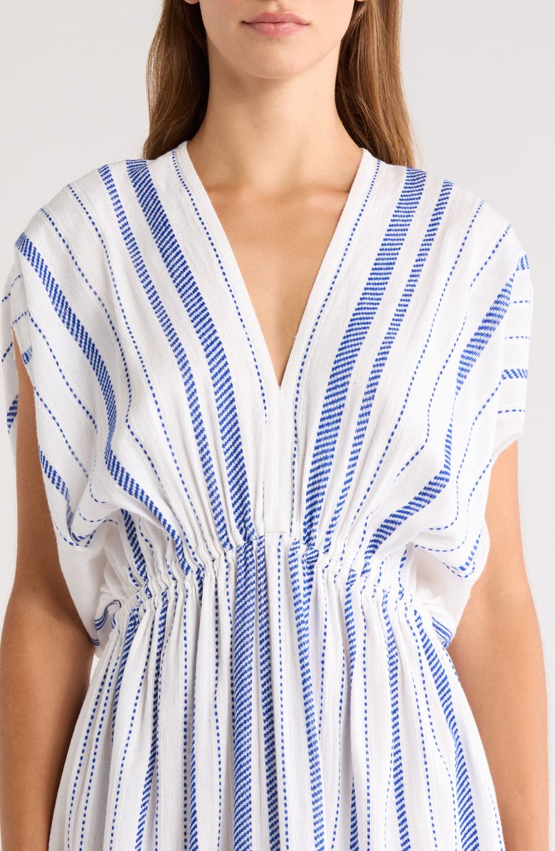 lemlem Leila Embroidered Cotton Blend Cover-Up Sundress, Alternate, color, Tiki Azure