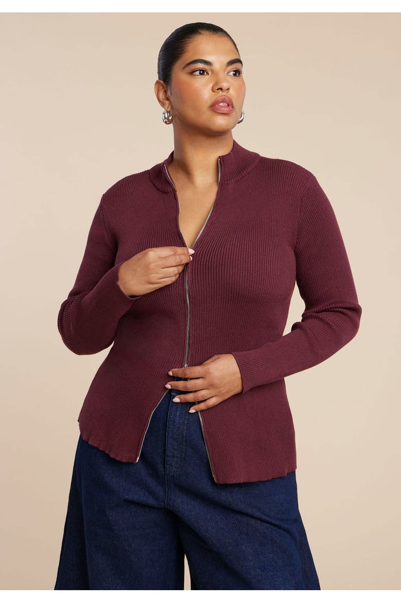 Two Way Zipper Sweater, Alternate, color, PORT ROYALE
