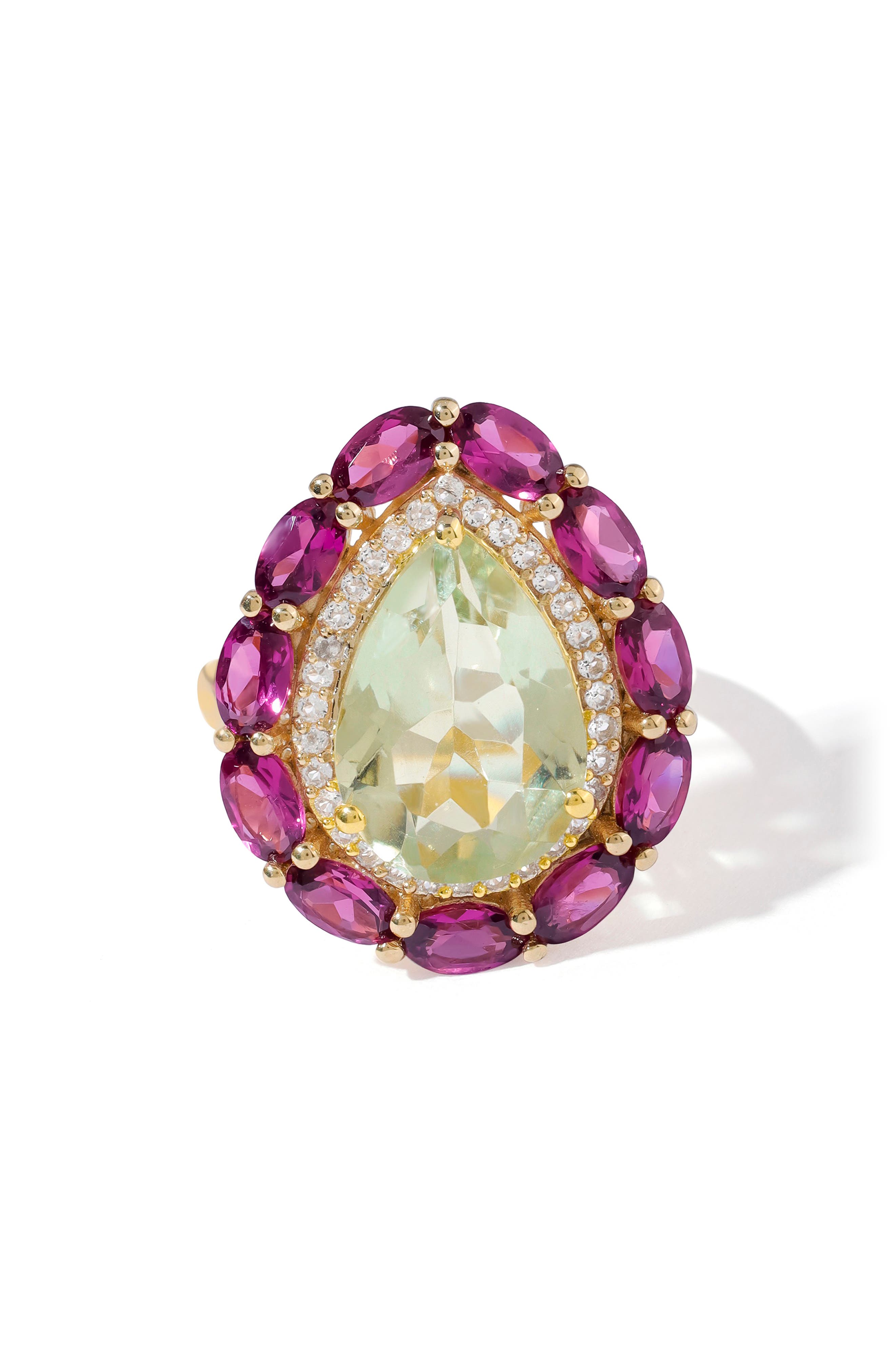 YS GEMS Green Amethyst & Lab Created Ruby Statement Ring (Women ...