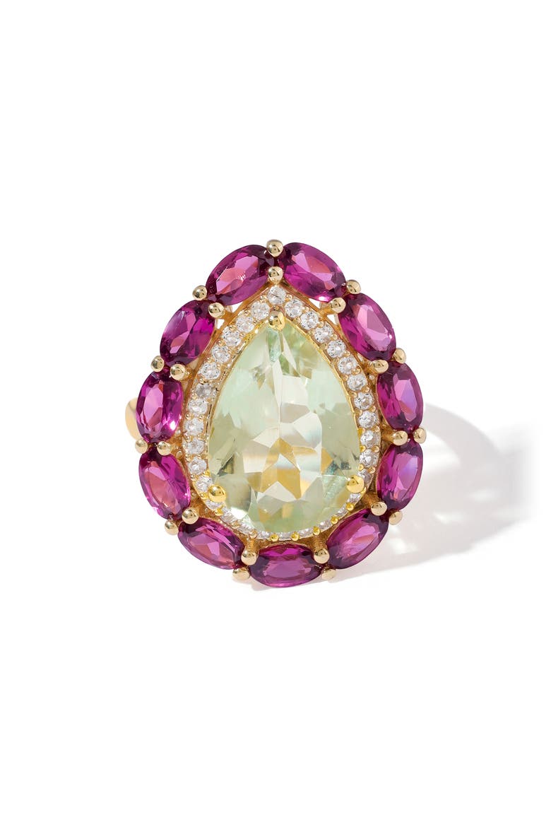 Green Amethyst & Lab Created Ruby Statement Ring, Alternate, color, GREEN