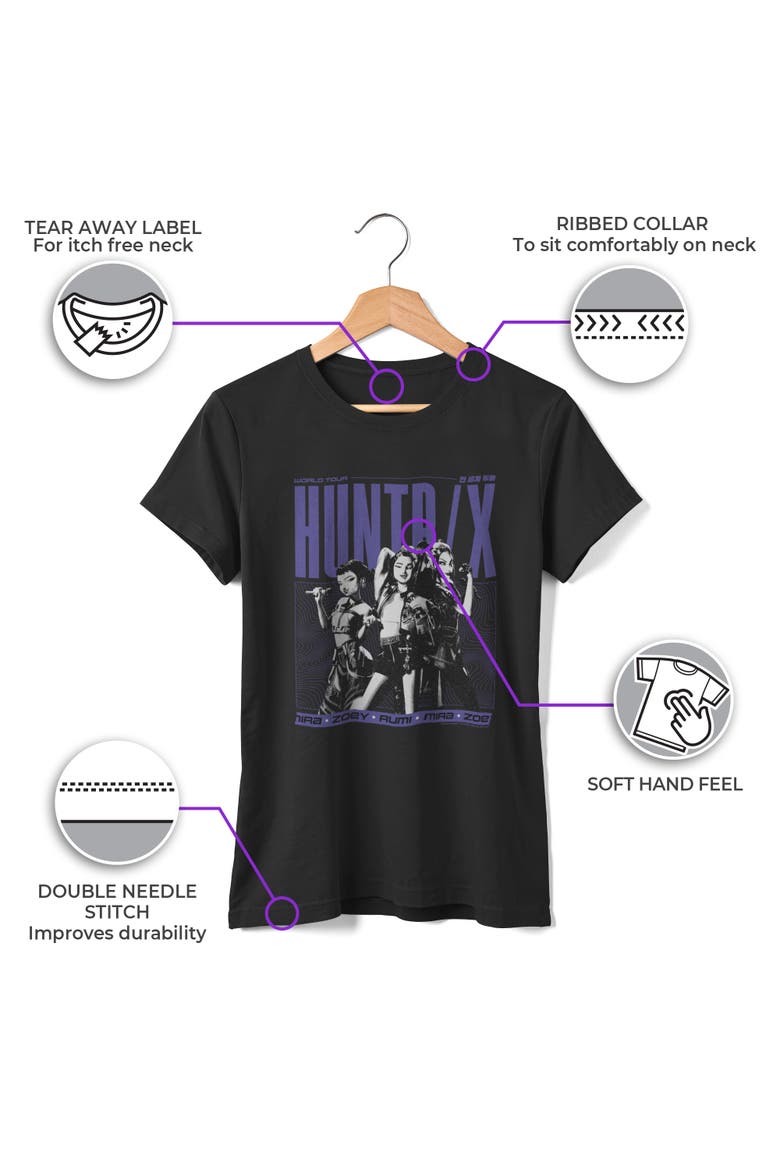 Girls' Huntrix World Tour T-Shirt, Alternate, color, Black
