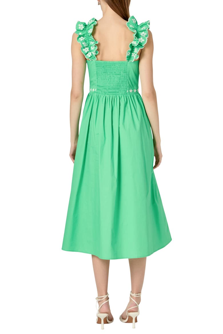 Flower Embroidered Midi Dress, Alternate, color, GREEN