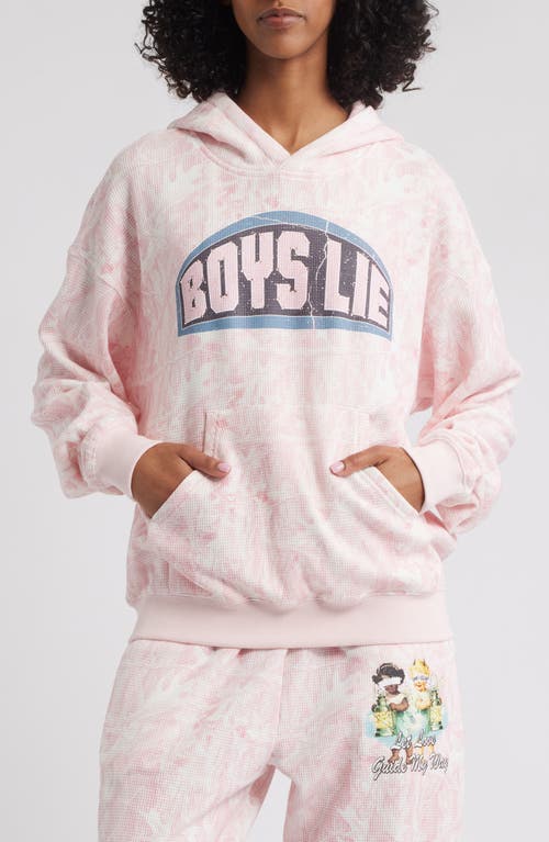 Boys Lie Let Love Guide My Way Rhinestone Thermal Hoodie In Pink