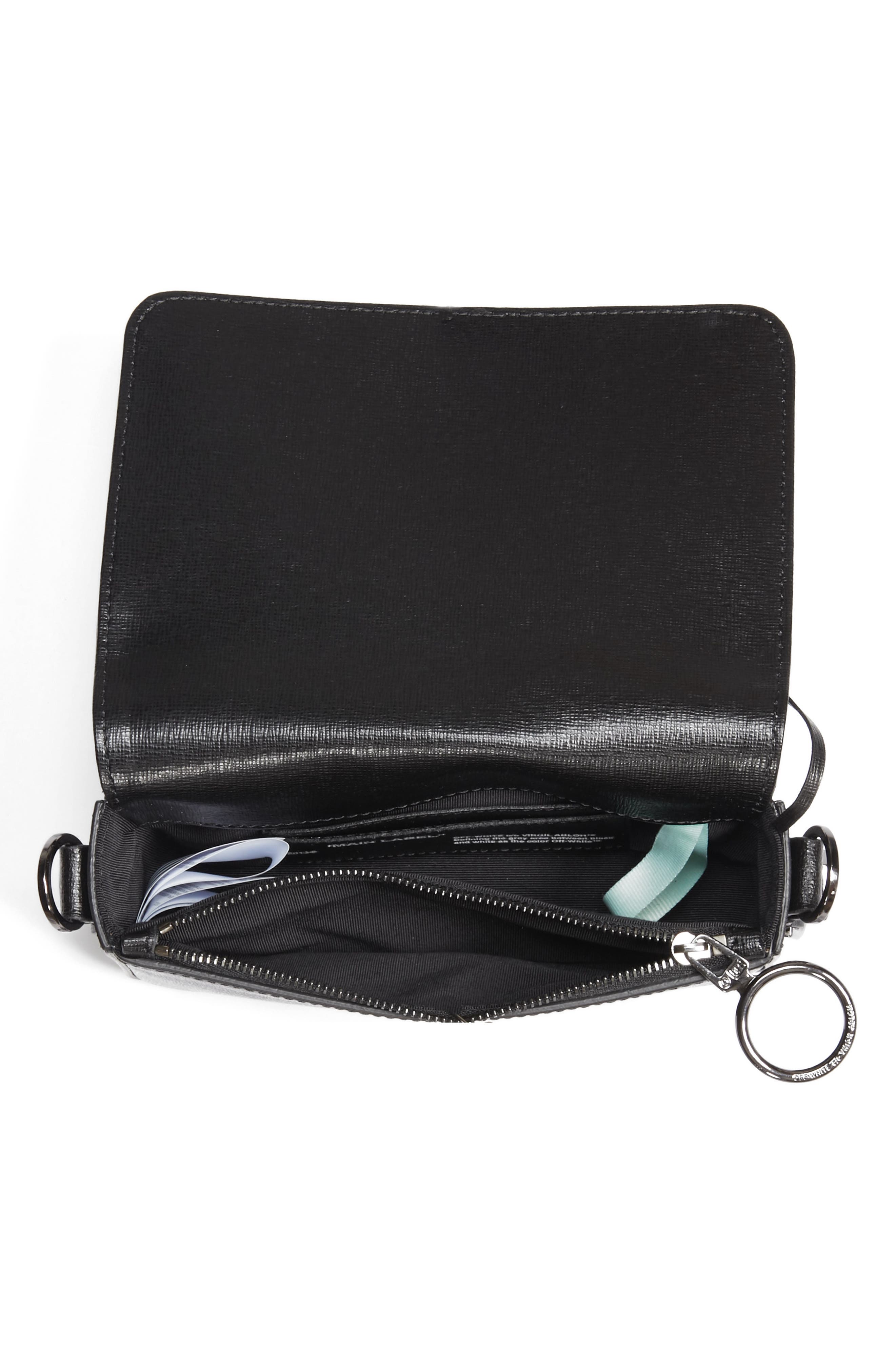 Off-White Diagonal Stripe Mini Flap Bag, Alternate, color, 