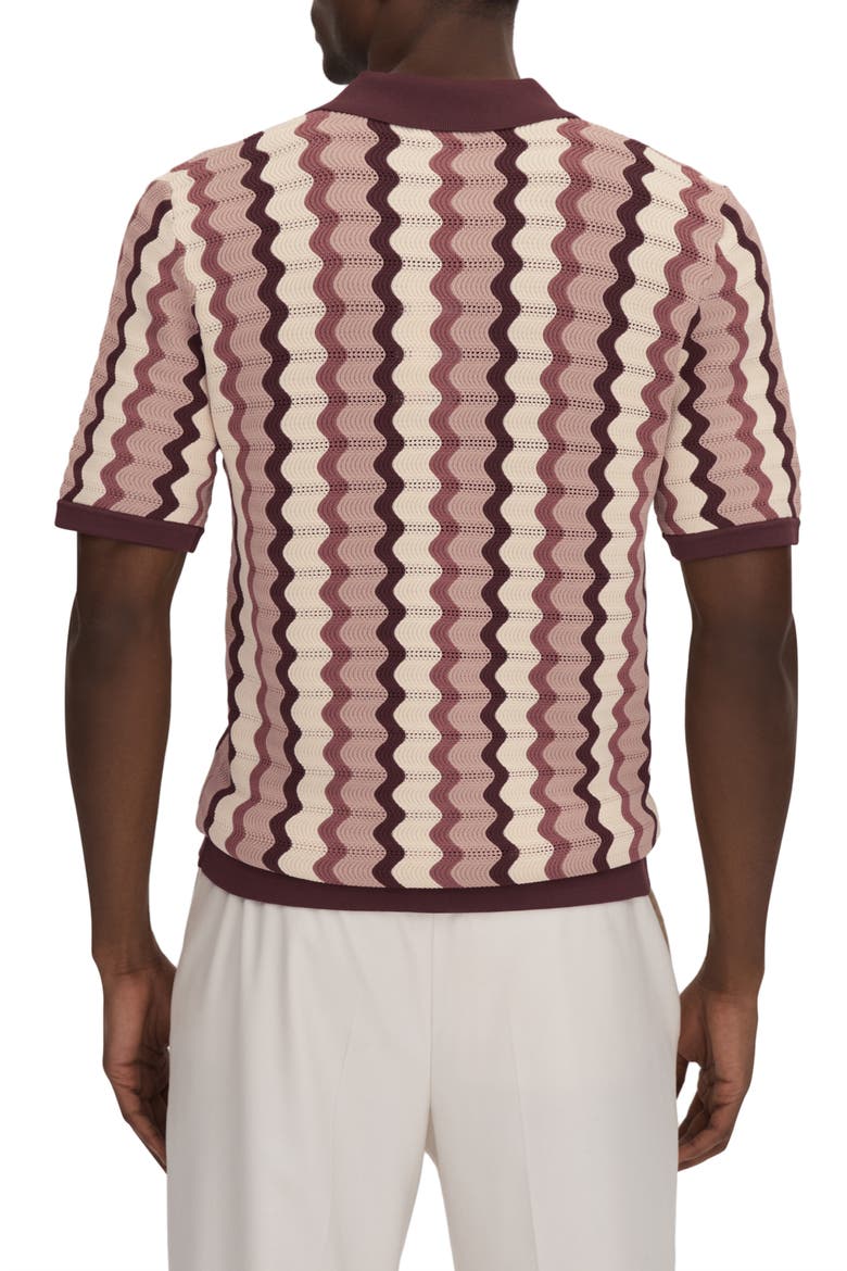 Summer Pointelle Zigzag Stripe Knit Button-Up Shirt, Alternate, color, ROSE MULTI