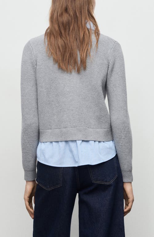 Mango Mixed Media Cardigan In Gray