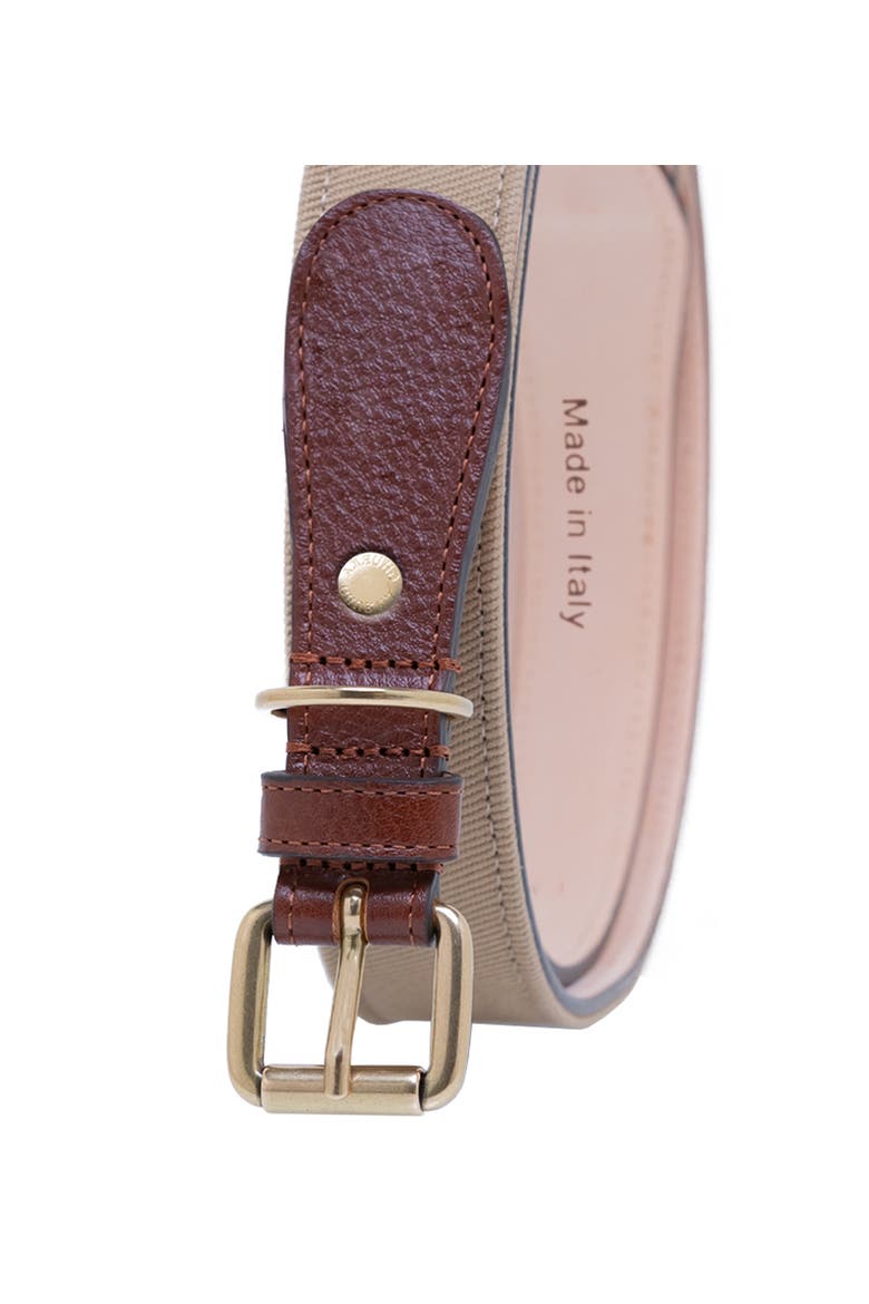 Classic twill with genuine leather trim belt, Alternate, color, Khaki