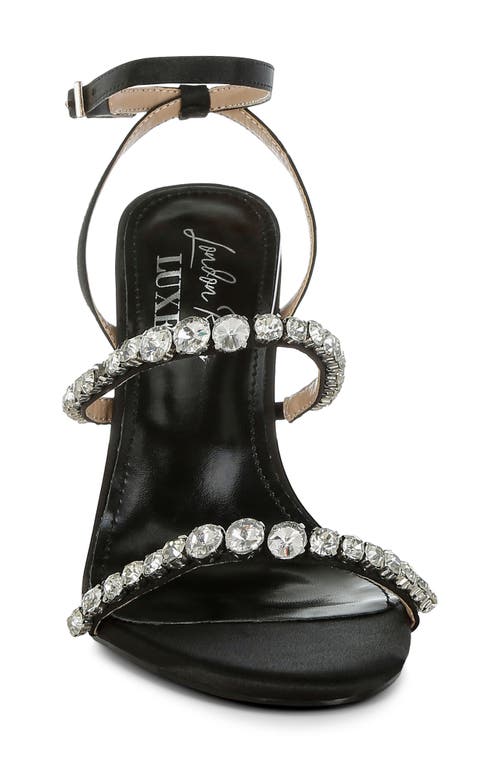 London Rag Aragon Crystal Embellished Ankle Strap Sandal In Black