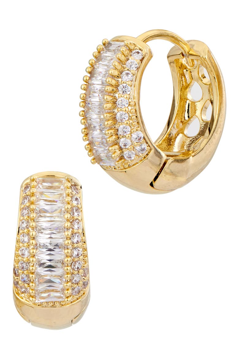 Cubic Zirconia Huggie Hoop Earrings, Main, color, YELLOW